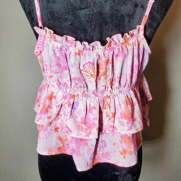 NWT Wild Fable Women's Tiered Ruffle Pink Butterfly Tank Top Size XL - Picture 8 of 11